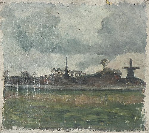 Landscape with Windmill and Church, 1900, Theo van Doesburg