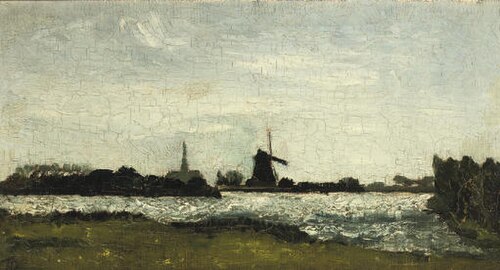 River Landscape with Steeple and Mill, 1900, Theo van Doesburg