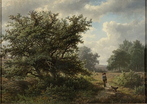 Heide met eikebomen en reiziger, 1850, Hendrik Dirk Kruseman van Elten