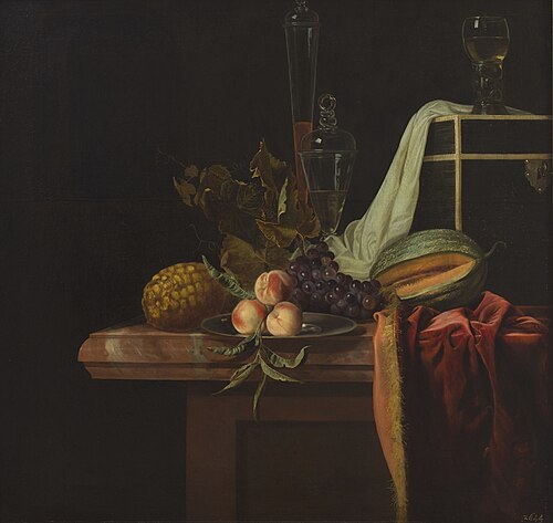 Stilleven met fruit en glas, 1675, Hendrik de Fromantiou