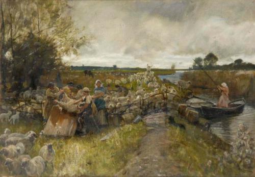 Sheepshearing In The Fens, 1889, Robert Walker Macbeth