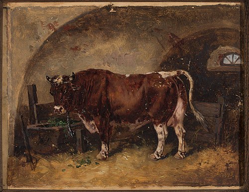 Ox in the barn, 1898, Józef Brodowski