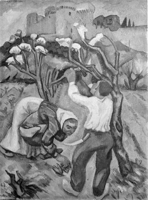 Paysan taillant un arbre en fleurs", 1913, Henri Doucet