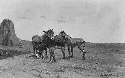 Donkeys in the Campagna, 1883, Giuseppe Raggio