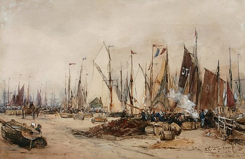 Sketch for drawing Boulogne Quay, , Thomas Bush Hardy