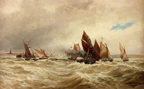 Towing Boats out of Calais, 1878, Thomas Bush Hardy