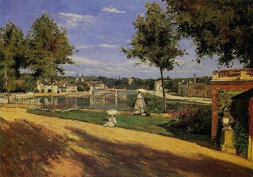 La Terrasse au bord de la Seine à Melun, 1880, Henri Rouart