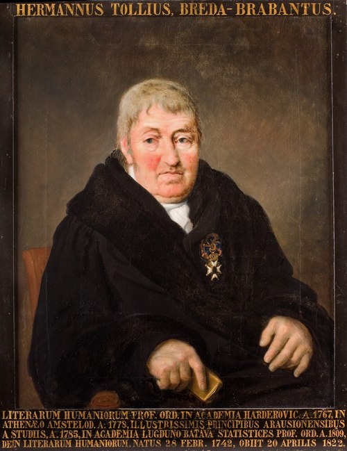 Portret van Herman Tollius, hoogleraar Statistiek, Diplomatie, Grieks en Latijn te Leiden, 1701, Louis Moritz