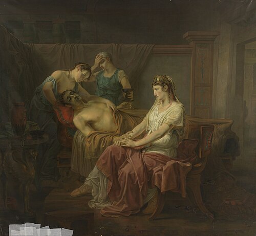 Marc Antoine mortellement blessé par Cléopâtre, 1823, Louis Moritz