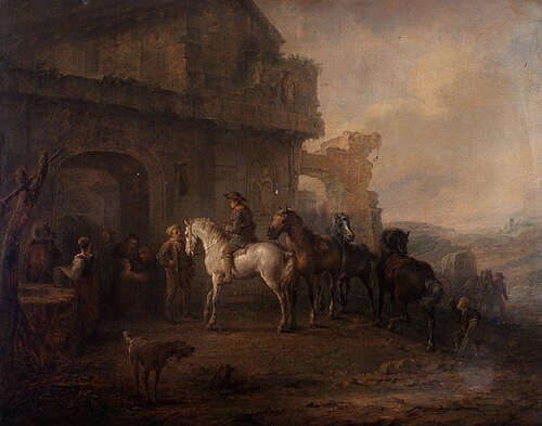 Paysage avec chevaux et ruine, , Louis Moritz