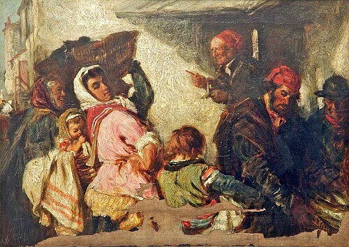 Fish Auction at Newhaven, 1867, Keeley Halswelle