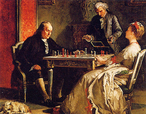 Lady Howe faisant mat Benjamin Franklin, 1867, Edward Harrison May