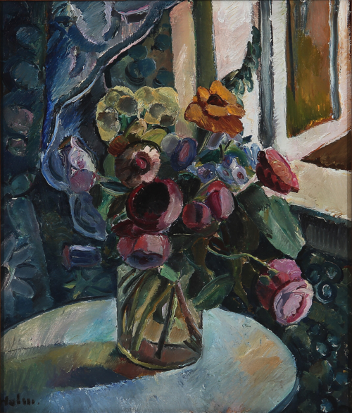 Still life with flowers in a vase, , Astrid Holm
