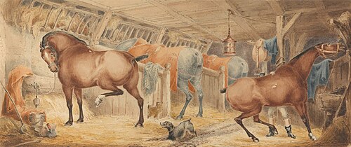 Interior of a Post-House Stable, With Horses Feeding, , Charles Cooper Henderson