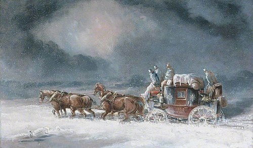 Mail Coach in a Snowstorm, 1837, Charles Cooper Henderson