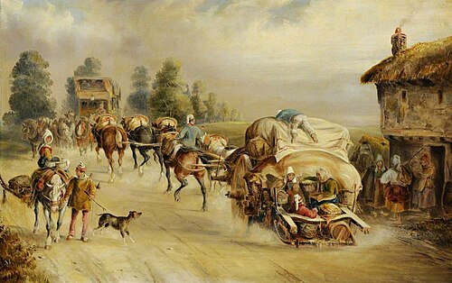 Laden Horse-drawn Wagons on the Road, 1850, Charles Cooper Henderson