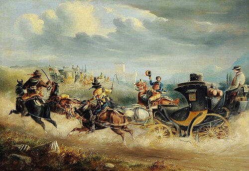 Coaches attacked by Brigands on a Spanish Road, 1851, Charles Cooper Henderson