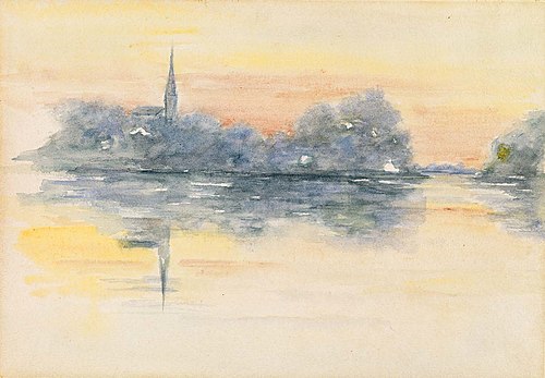 Church and Lake, 1875, Henry Bacon