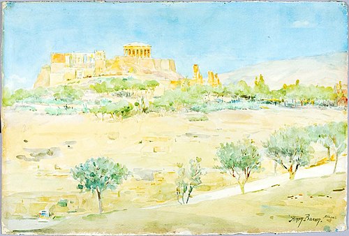 General View of the Acropolis at Sunset, 1875, Henry Bacon