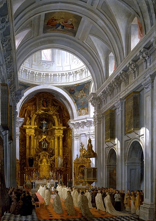 Interior de la Iglesia de las Calatravas en Madrid, 1870, Francisco Hernández Tomé