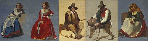 Five Studies of Italian Figures, 1850, Thomas Stuart Smith
