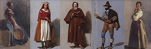 Five Studies of Italian Figures, 1850, Thomas Stuart Smith
