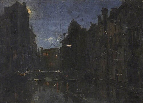 Houses and Water by Moonlight, Venice, 1868, Thomas Stuart Smith