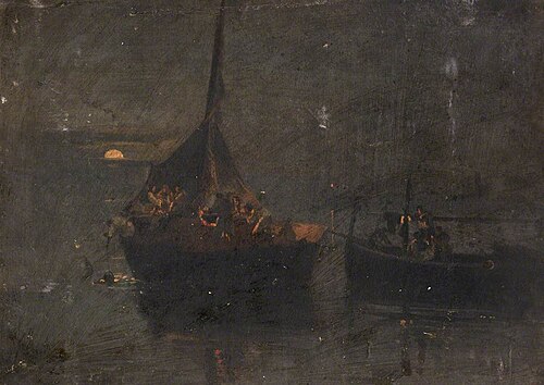 Neapolitan Fishing Boats at Night, , Thomas Stuart Smith
