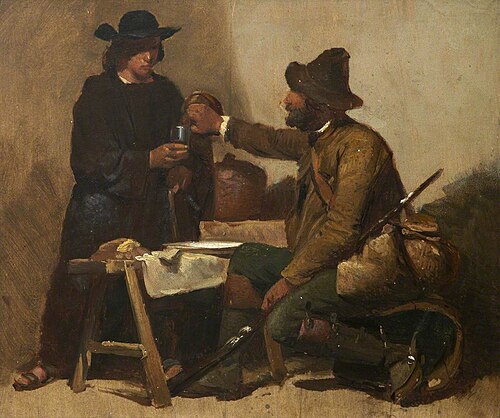 Two Men Drinking in an Interior, , Thomas Stuart Smith