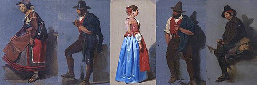 Five Studies of Italian Figures, 1850, Thomas Stuart Smith
