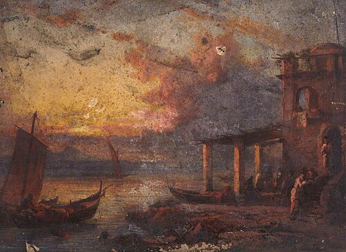 Coastal View at Sunset (possibly the Bay of Naples), , Thomas Stuart Smith