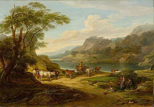 Landscape with Cattle and Figures, , James Leakey