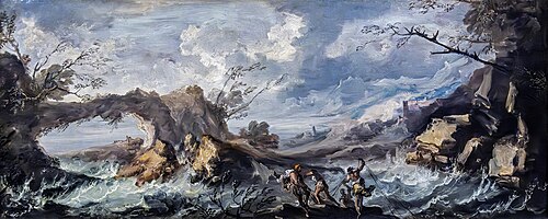Tempête de mer avec arche naturelle, , Antonio Marini