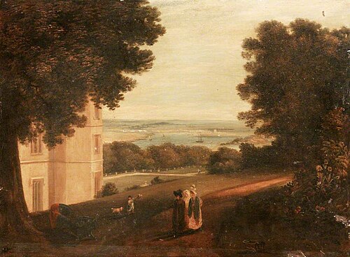 St Nicholas Island from Mount Edgcumbe, 1829, Ambrose Bowden Johns