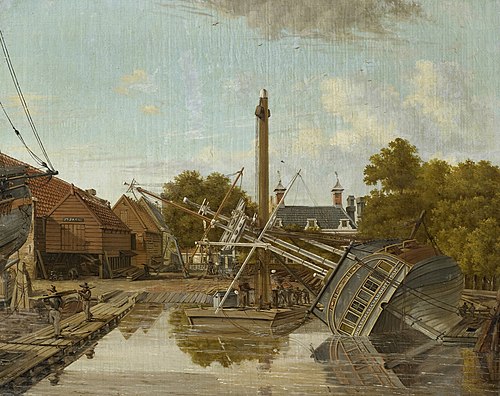 St Jago Shipyard on Bickers Island in Amsterdam, 1823, Pieter Godfried Bertichen