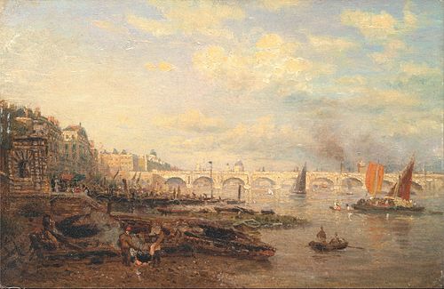 The Thames and Waterloo Bridge from Somerset House, 1825, Frederick Nash