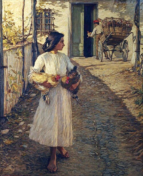 Selling Chickens in Liguria, 1906, Henry Herbert La Thangue