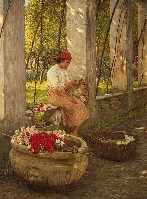 A Ligurian Flower Girl, , Henry Herbert La Thangue