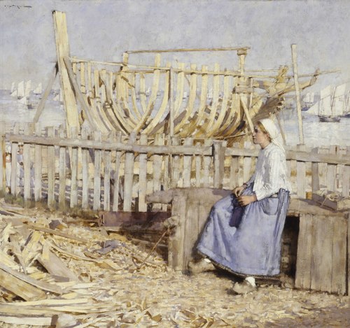The Boat Builder's Yard, Cancale, Brittany, 1881, Henry Herbert La Thangue