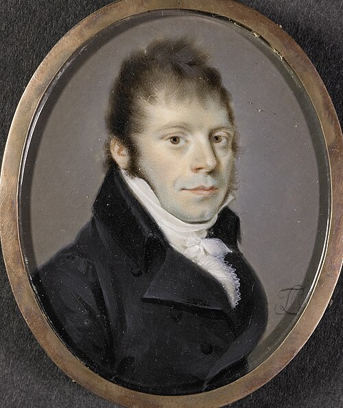 Portrait of a man, signed "LT" and marked "JHB", 1788, Leonardus Temminck