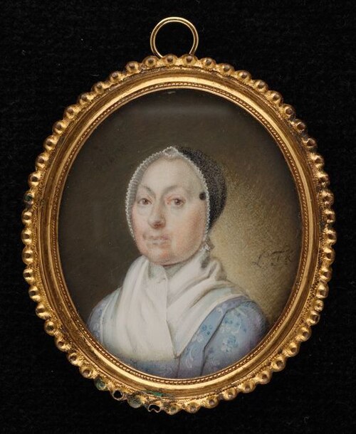 Portretminiatuur van een oudere vrouw, , Leonardus Temminck