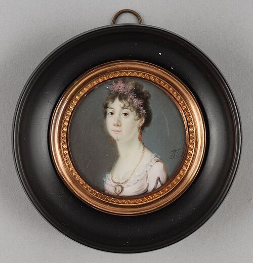 Portretminiatuur van Augusta Carolina Prinses van Hohenlohe-Langenburg, , Leonardus Temminck