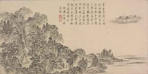 董邦达画弘历和江文通诗意图册, , Dong Bangda