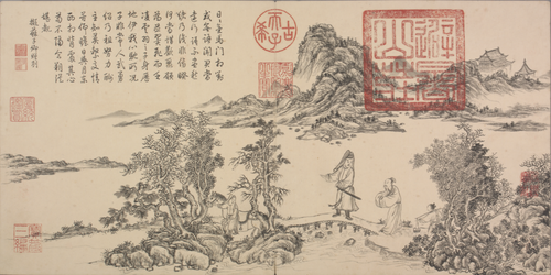 董邦达画弘历和江文通诗意图册, , Dong Bangda