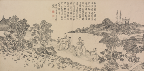 董邦达画弘历和江文通诗意图册, , Dong Bangda