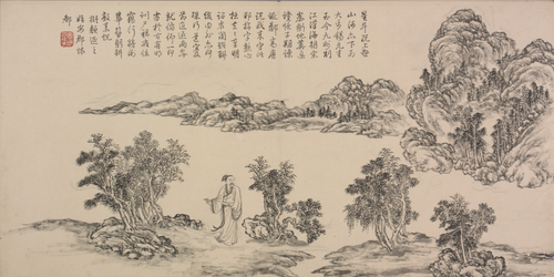 董邦达画弘历和江文通诗意图册, , Dong Bangda