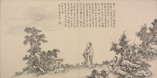 董邦达画弘历和江文通诗意图册, , Dong Bangda