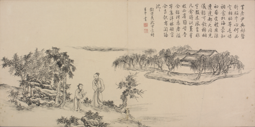 董邦达画弘历和江文通诗意图册, , Dong Bangda