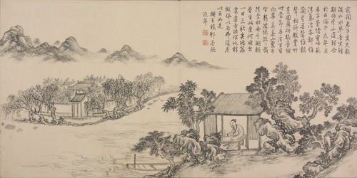 董邦达画弘历和江文通诗意图册, , Dong Bangda