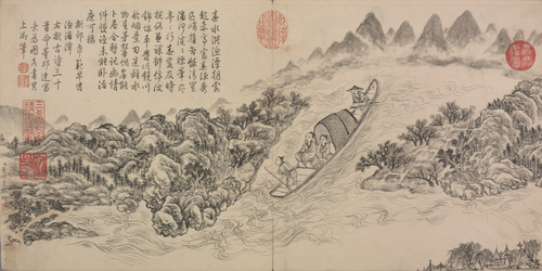 董邦达画弘历和江文通诗意图册, , Dong Bangda
